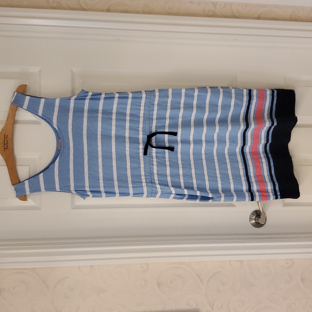 T by Talbots Blue/White/Pink Striped Sleeveless Sundress